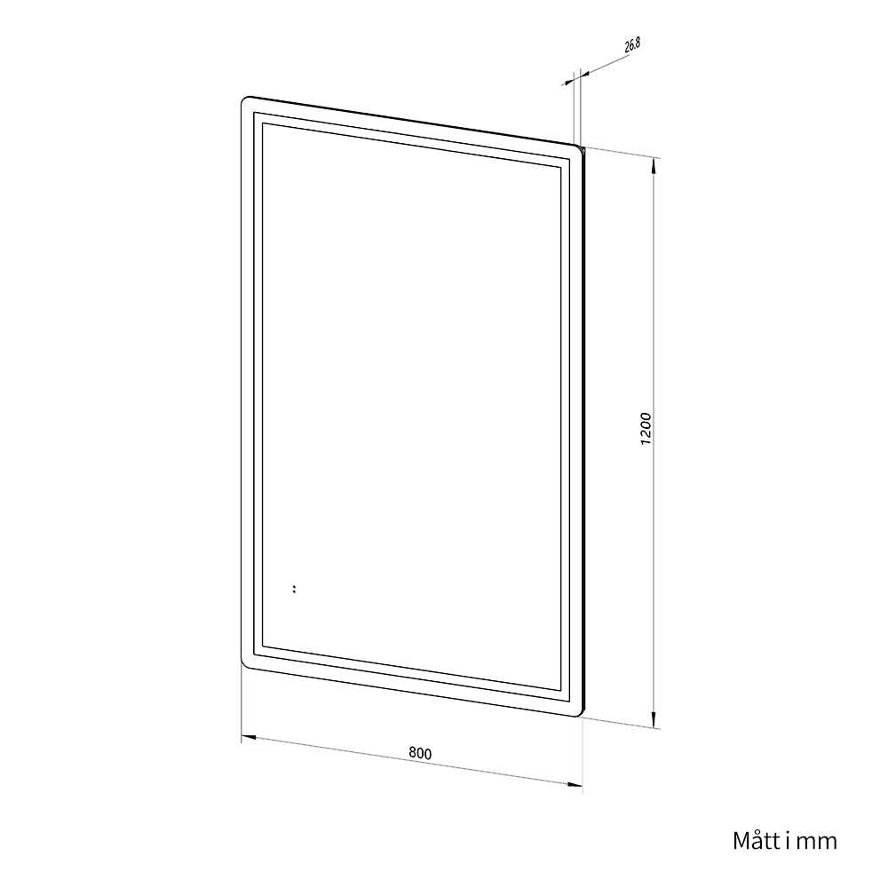 Fyrkantig spegel med Frontlight LED-ljus och värme 80x120 cm