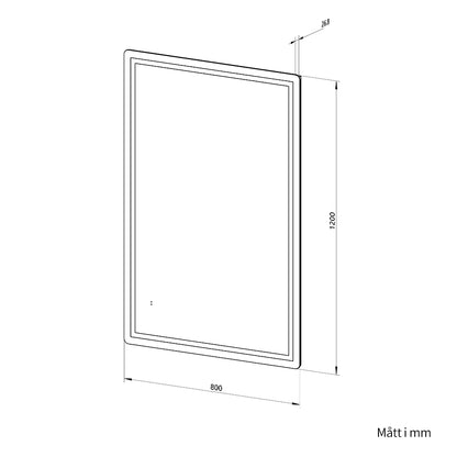 Fyrkantig spegel med Frontlight LED-ljus och värme 80x120 cm