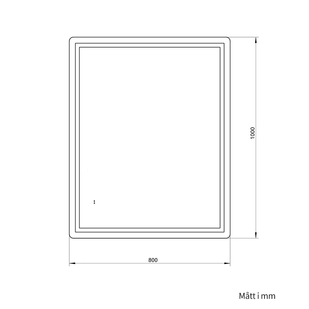Fyrkantig spegel med Frontlight LED-ljus och värme 80x100 cm