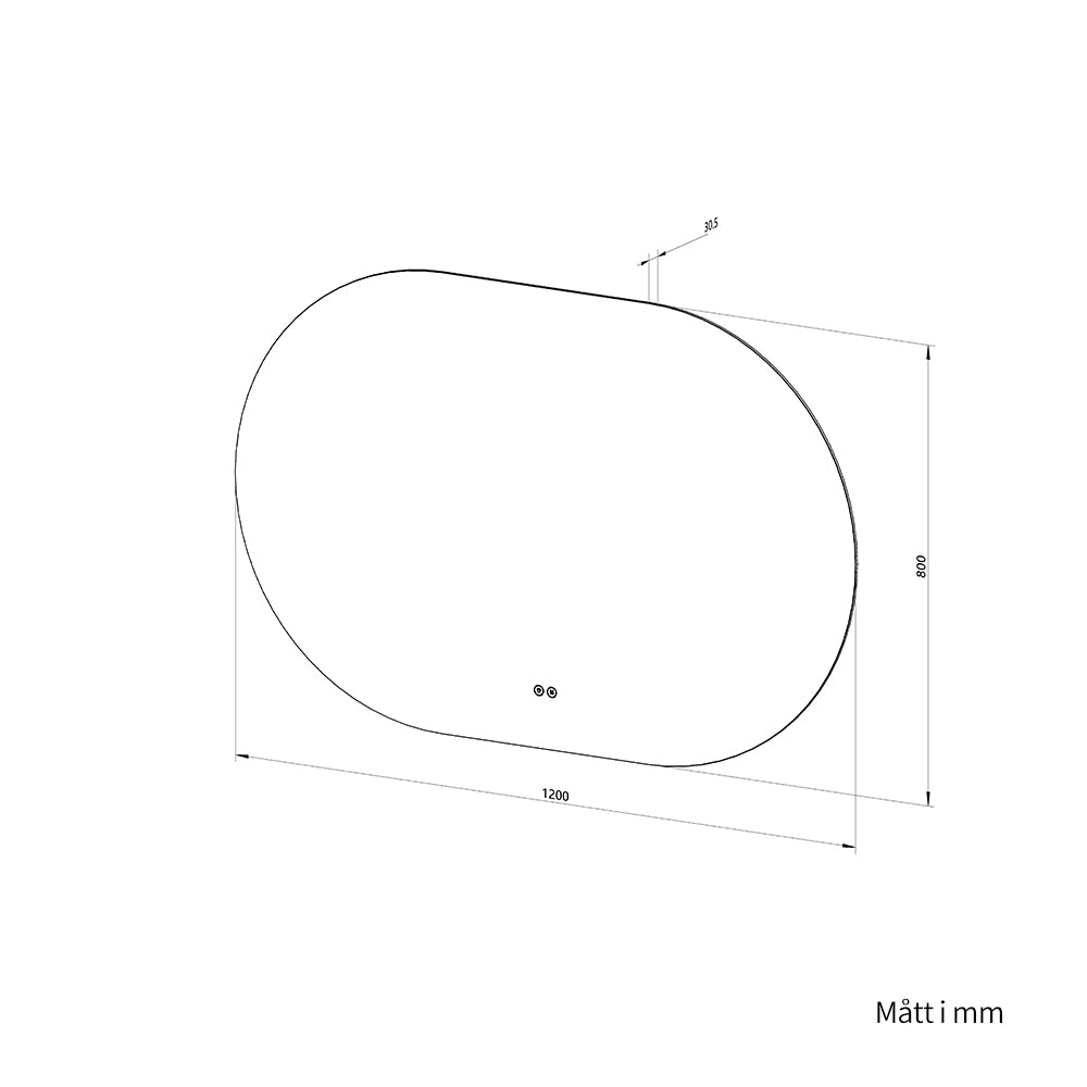 Oval spegel med LED-ljus och värme, 120x80 cm