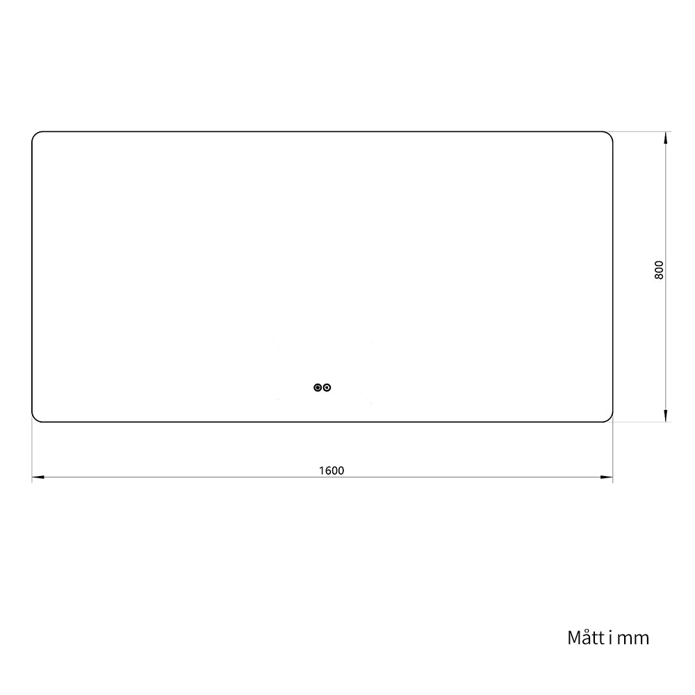 Rektangulär spegel med LED-ljus och värme, 160x80 cm