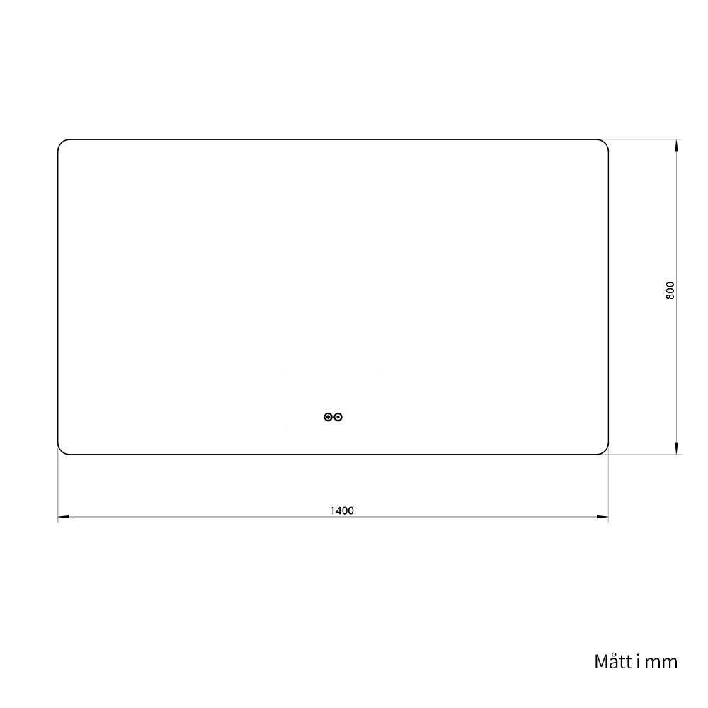 Rektangulär spegel med LED-ljus och värme, 140x80 cm