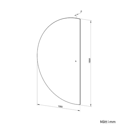 Halvmåne Spegel med LED-ljus 100x180 cm (Vänstervänd)