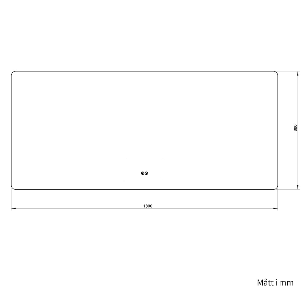 Rektangulär spegel med LED-ljus och värme 180x80 cm