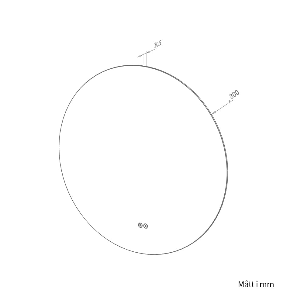 Rund spegel med LED-ljus och värme, Ø80 cm