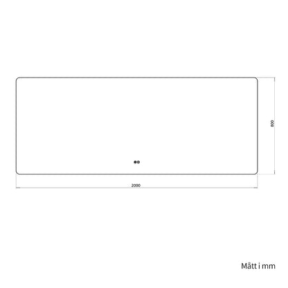 Rektangulär spegel med LED-ljus och värme 200x80 cm