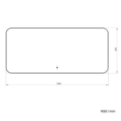 Rektangulär spegel med LED-ljus 180x80 cm - Guld ram