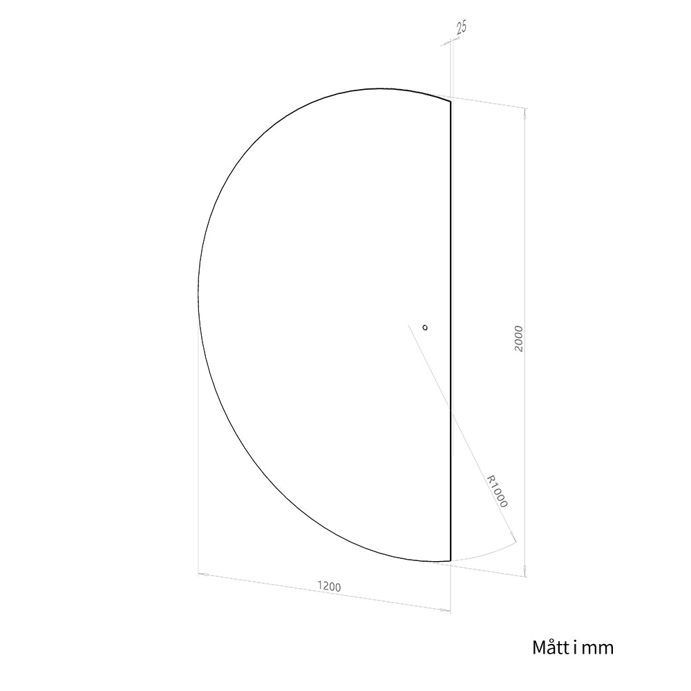Halvmåne Spegel med LED-ljus 120x200 cm (vänstervänd)