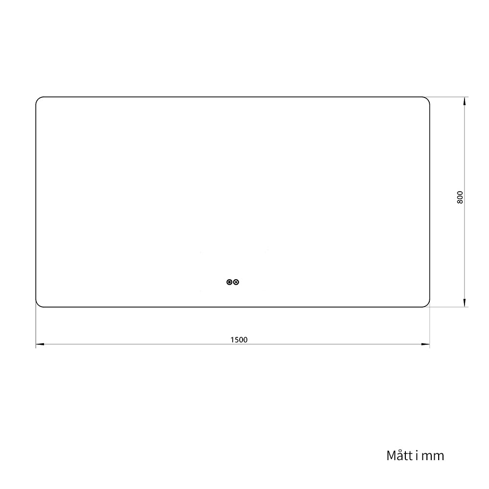 Rektangulär spegel med LED-ljus och värme, 150x80 cm