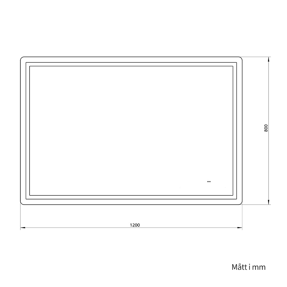 Fyrkantig spegel med Frontlight LED-ljus och värme 120x80 cm
