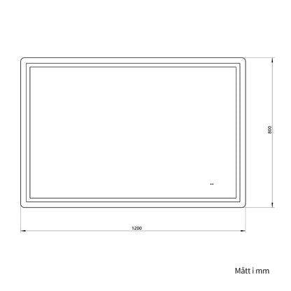 Fyrkantig spegel med Frontlight LED-ljus och värme 120x80 cm