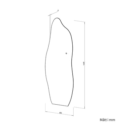 Asymmetrisk helkroppsspegel med LED-ljus för vägg 60x165 cm